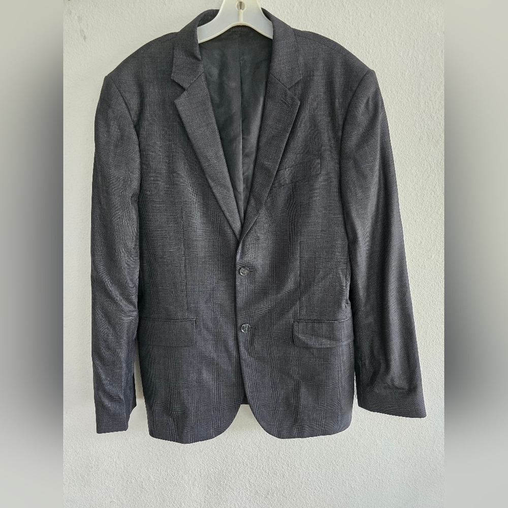 Express Men Blazer Sports Coat Wool 40R Gray PinStriped 2button Career - Picture 2 of 13
